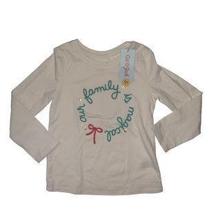 Cat & Jack Girls Long Sleeve 'Our Family Is Magical' T-Shirt Cream